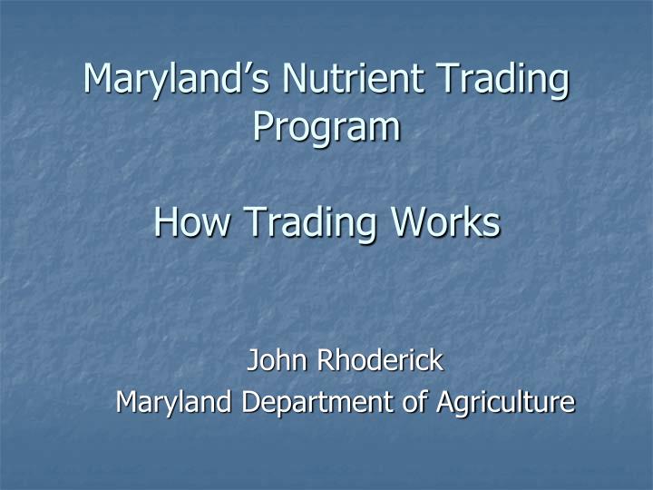 maryland s nutrient trading program how trading works