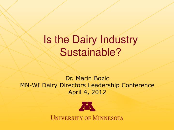 is the dairy industry sustainable