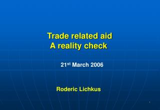 Trade related aid A reality check