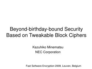 Beyond-birthday-bound Security Based on Tweakable Block Ciphers