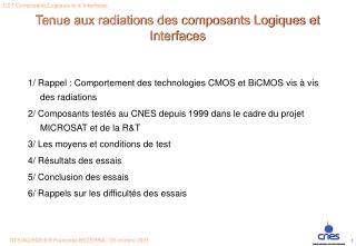 tenue aux radiations des composants logiques et interfaces