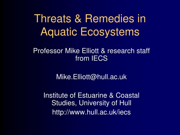 threats remedies in aquatic ecosystems