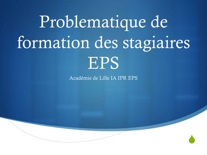 problematique de formation des stagiaires eps