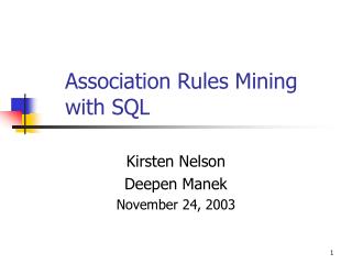 Association Rules Mining with SQL