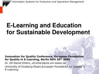 E-Learning and Education for Sustainable Development