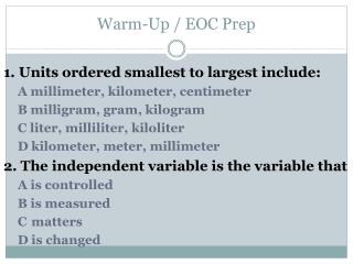 Warm-Up / EOC Prep