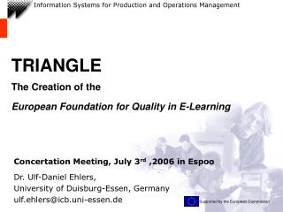 TRIANGLE The Creation of the European Foundation for Quality in E-Learning