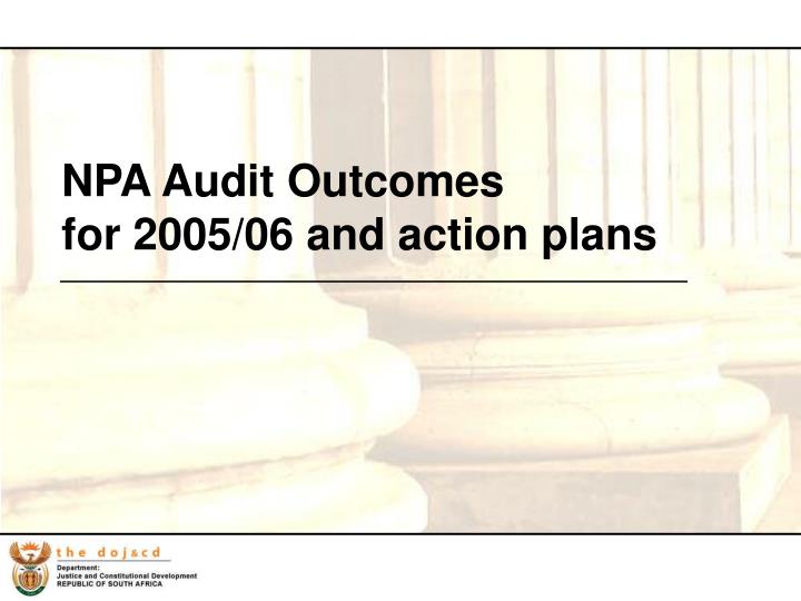npa audit outcomes for 2005 06 and action plans
