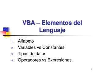 vba elementos del lenguaje