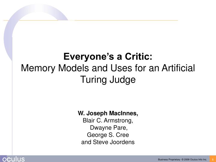 everyone s a critic memory models and uses for an artificial turing judge