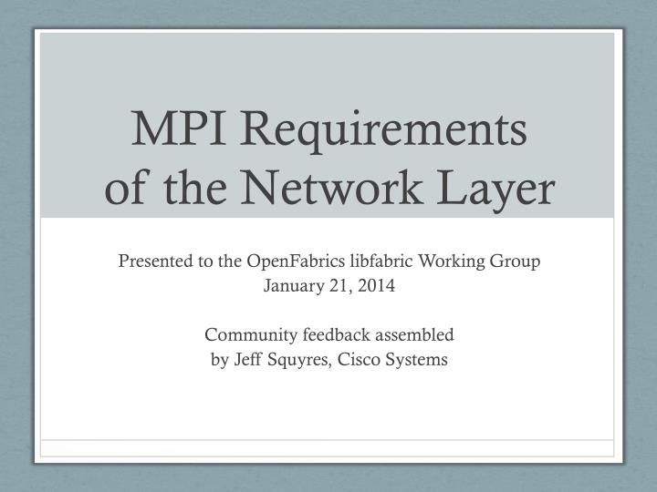 mpi requirements of the network layer