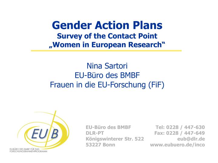 gender action plans survey of the contact point women in european research