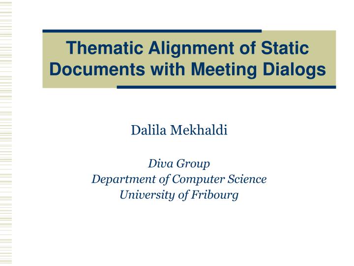 thematic alignment of static documents with meeting dialogs