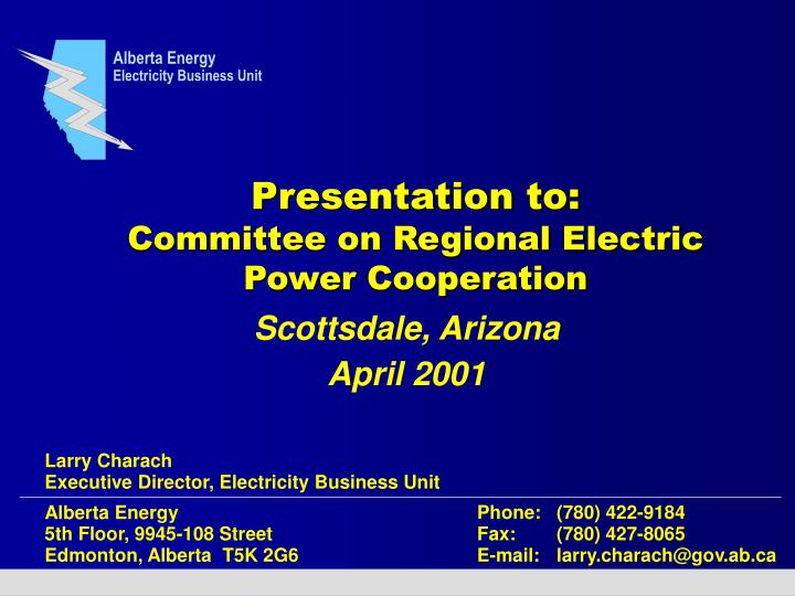 presentation to committee on regional electric power cooperation