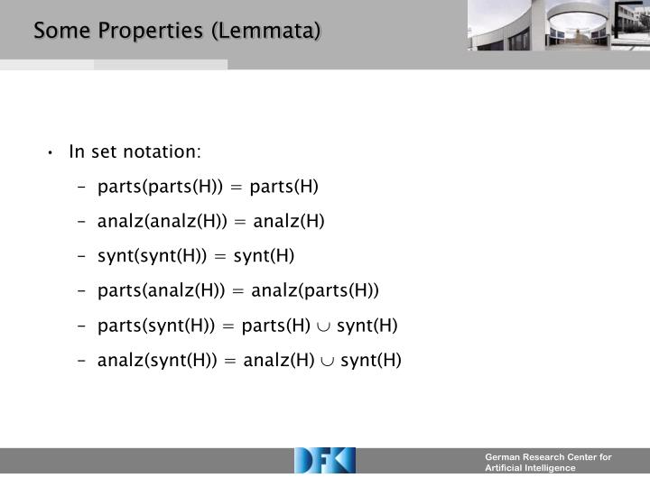 some properties lemmata