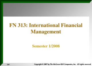 FN 313: International Financial Management