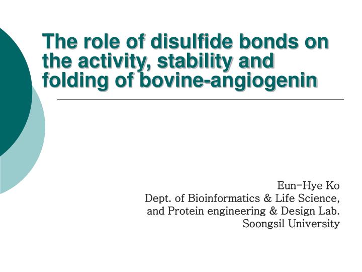 the role of disulfide bonds on the activity stability and folding of bovine angiogenin