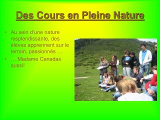 des cours en pleine nature