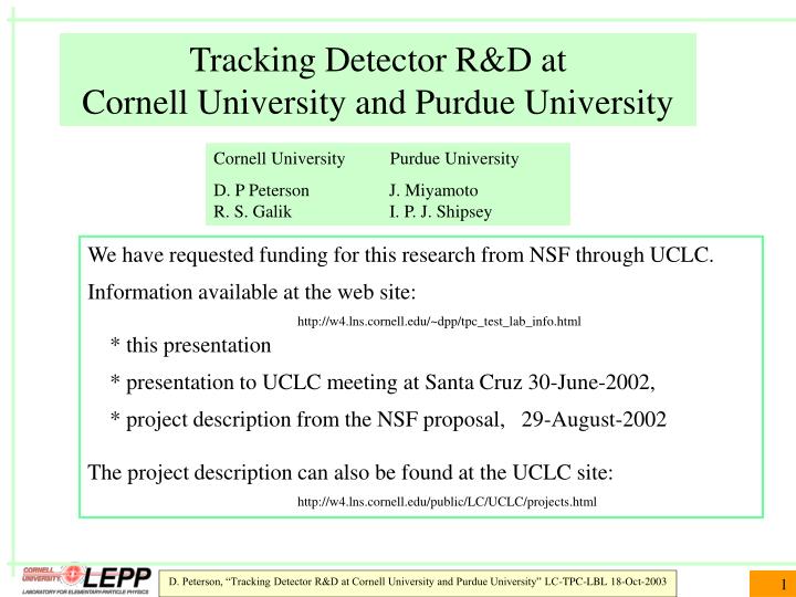 tracking detector r d at cornell university and purdue university