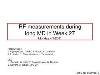 RF measurements during long MD in Week 27 Monday 4/7/2011
