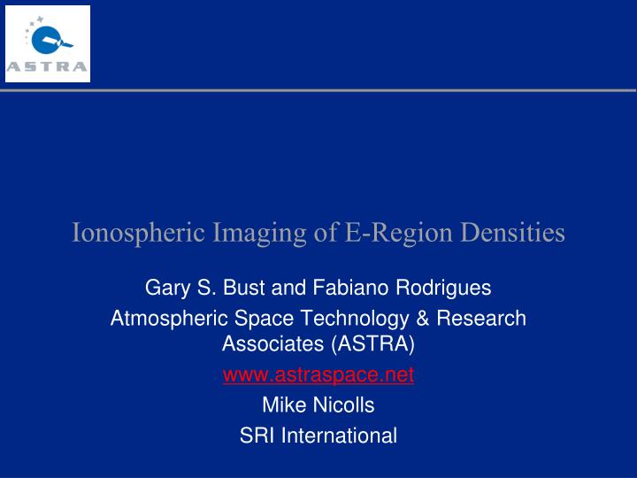 ionospheric imaging of e region densities
