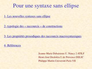 pour une syntaxe sans ellipse