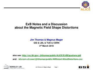 ExB Notes and a Discussion about the Magnetic Field Shape Distortions