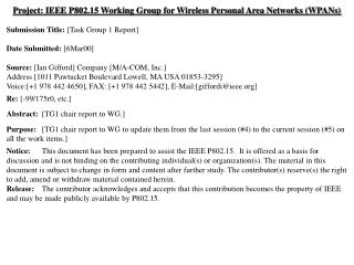 Project: IEEE P802.15 Working Group for Wireless Personal Area Networks (WPANs)