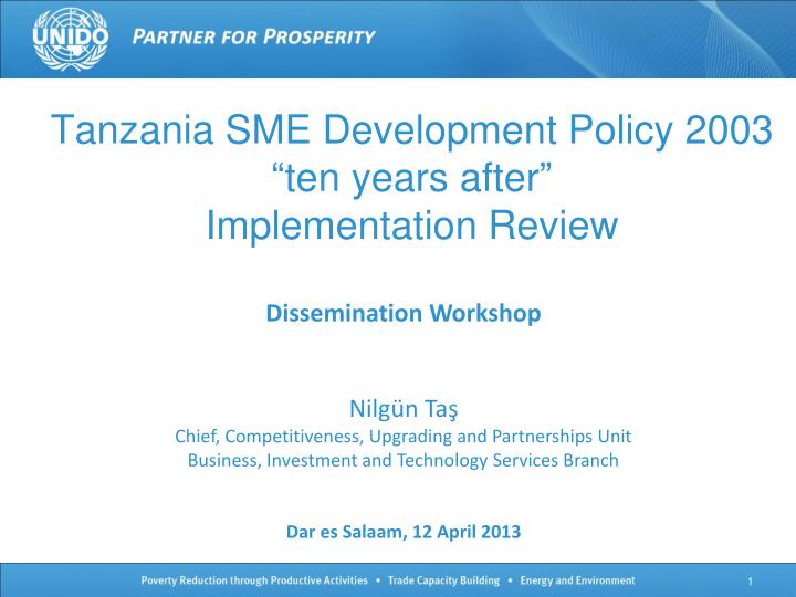 tanzania sme development policy 2003 ten years after implementation review