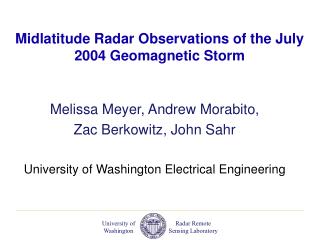 Midlatitude Radar Observations of the July 2004 Geomagnetic Storm