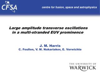 Large amplitude transverse oscillations in a multi-stranded EUV prominence