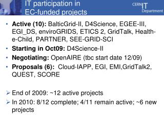 IT participation in EC-funded projects