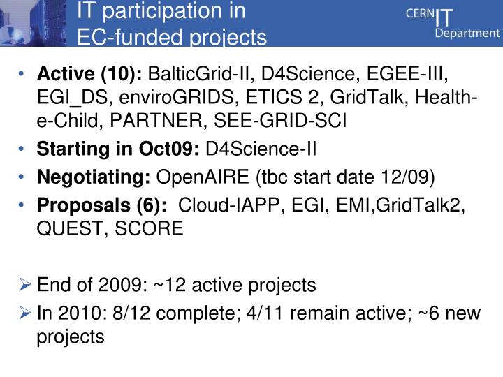 it participation in ec funded projects