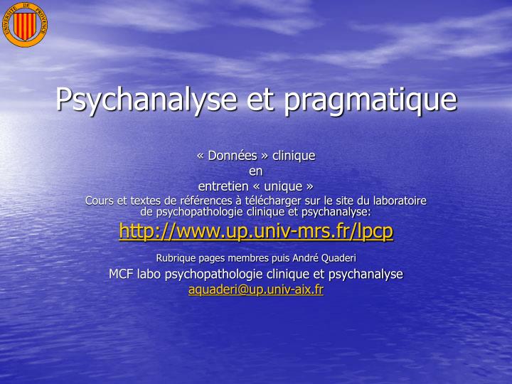 psychanalyse et pragmatique