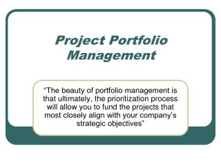 Project Portfolio Management