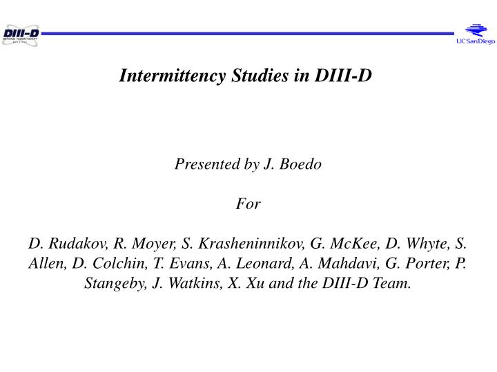 intermittency studies in diii d