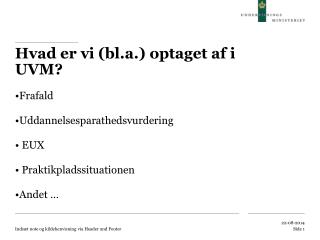 Hvad er vi (bl.a.) optaget af i UVM?