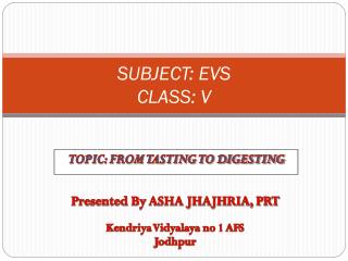 SUBJECT: EVS CLASS: V