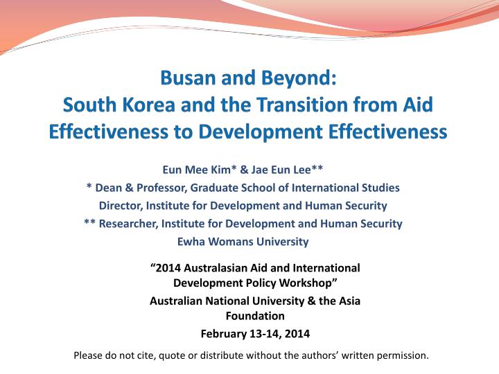 busan and beyond south korea and the transition from aid effectiveness to development effectiveness
