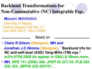 Backlund Transformations for Non-Commutative (NC) Integrable Eqs.
