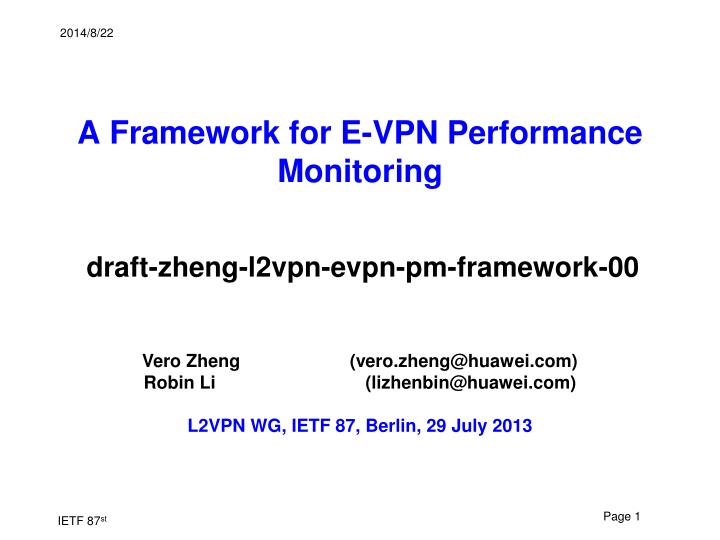 a framework for e vpn performance monitoring