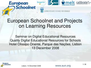 European Schoolnet and Projects on Learning Resources