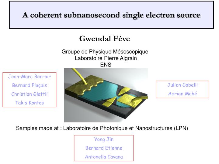 a coherent subnanosecond single electron source