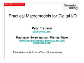 Practical Macromodels for Digital I/O