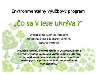 environment lny v u bov program o sa v lese ukr va