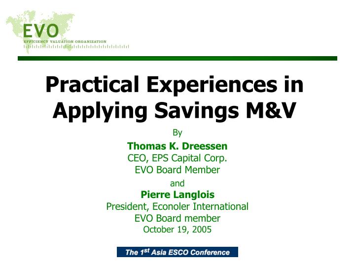 practical experiences in applying savings m v