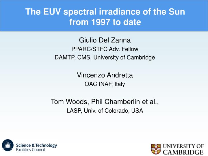 the euv spectral irradiance of the sun from 1997 to date