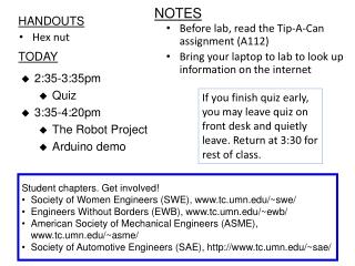Before lab, read the Tip-A-Can assignment (A112)