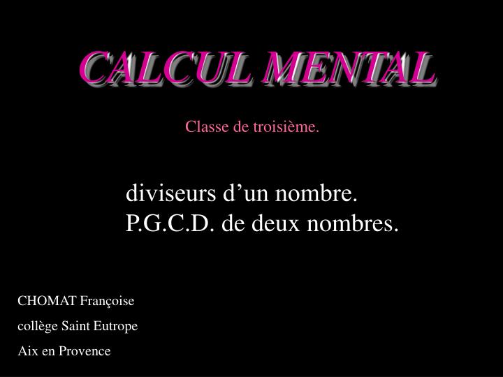 calcul mental