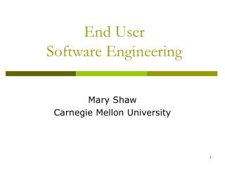 End User Software Engineering